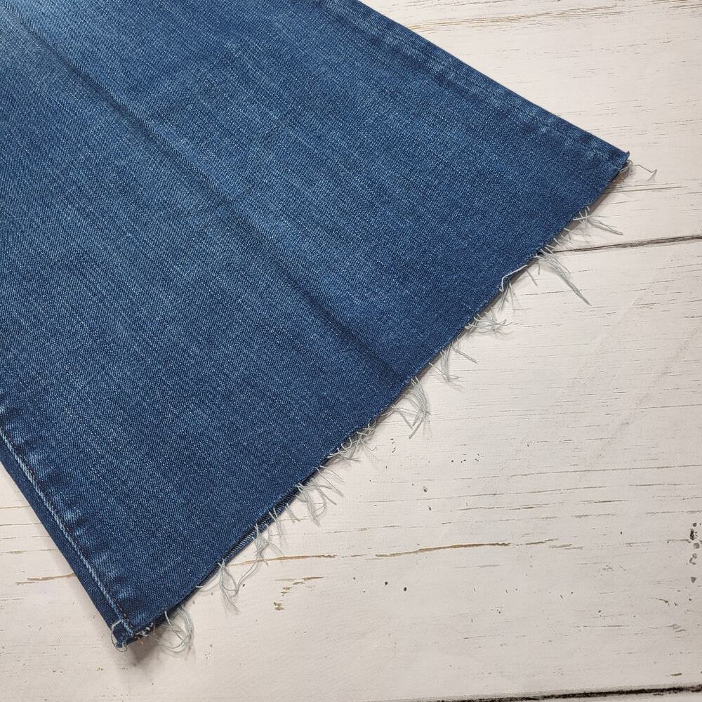 Madewell Flared Wide Leg Crop Jeans Raw Hm Super Stretch Medium Pelion Wash 26 - Picture 9 of 11